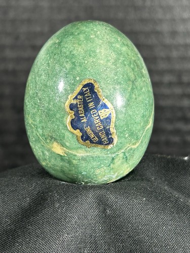 Vtg alabaster marble egg teal - vtg,